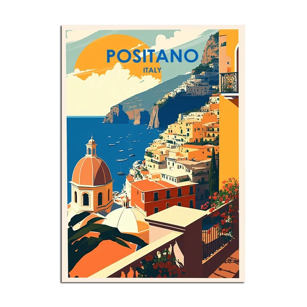 thumbnail image 1 of Póster impreso de La Dolce Vita y pintura en lienzo retro Spritz imprimible Positano Italia arte de pared de viaje para decoración de habitación y casa regalo, 1 of 5
