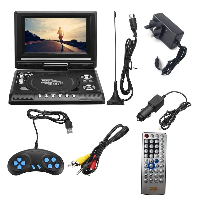 Portable DVD Player 7" Screen Screen Rotatable with Remote Controller Game Pa