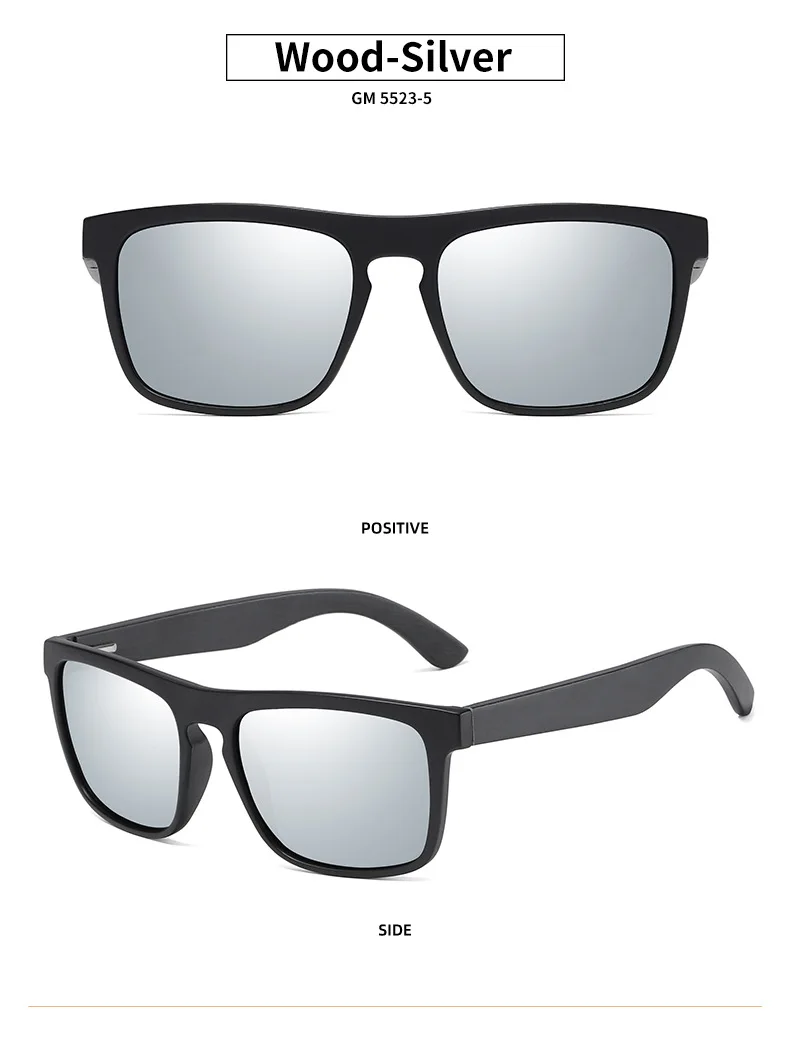 Polarized 100% Natural Wooden Sunglass Frame Bamboo Black Sunglasses Men's UV Protection Luxury Vintage Sunglasses