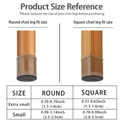 Premium Round Black Silicone Chair Covers - Set of 16, Highly Elastic & Durable - XS (Translucentblack)
