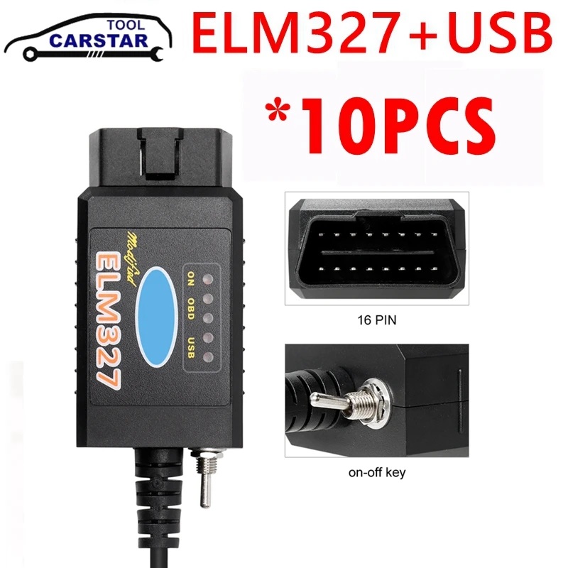 

10 шт. ELM327 V1.5 USB PIC18F25K80 FTDI CH340 CAN /MS CAN для Forscan OBD2 Диагностический can переключатель OBD сканер автомобильный диагностический инструмент