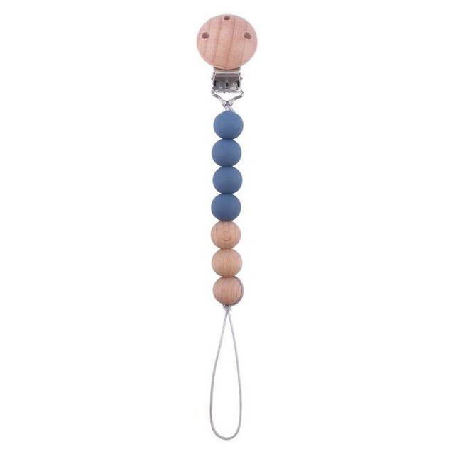 Pacifier Clips Silicone Beads Wooden Ring Pacifier Chain Infant Nipple Appease Soother Chain Clips Dummy Holder Nipple Clip
