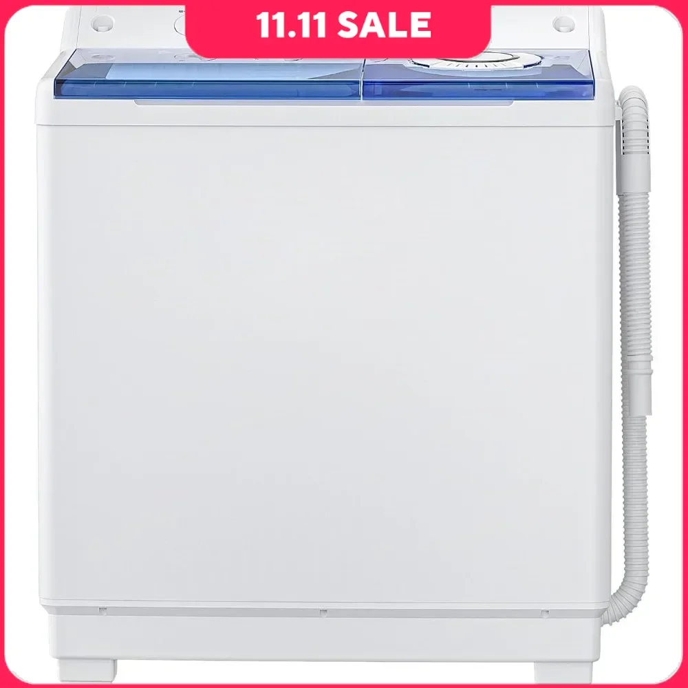Washing Machine 40Lbs Twin Tub Laundry with Built-in Drain Pump Semi-Automatic Washer & Spinner Portable Washing Machine mini washing machine