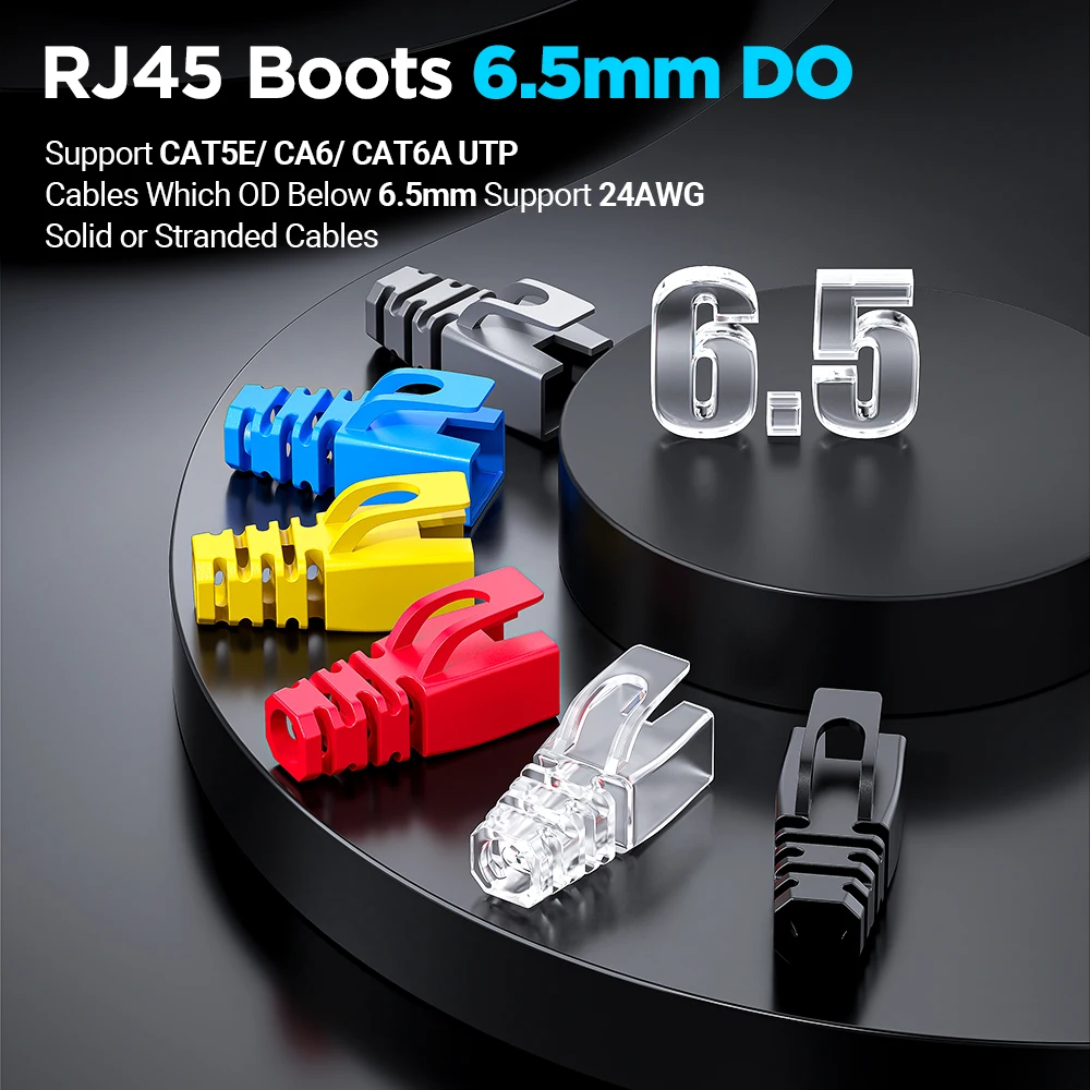 AMPCOM RJ45 이더넷 네트워크 케이블 스트레인 릴리프 부츠 케이블 커넥터 플러그 커버 (CAT8, CAT7, CAT6A, CAT6, CAT5E, CAT5 용)