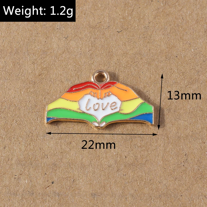 10 Stück Emaille-Regenbogen-Flaggen-Anhänger, Charms für Schmuckherstellung, Ohrringe, Halskette, DIY, Armband, Zubehör, Zubehör – Detail 20