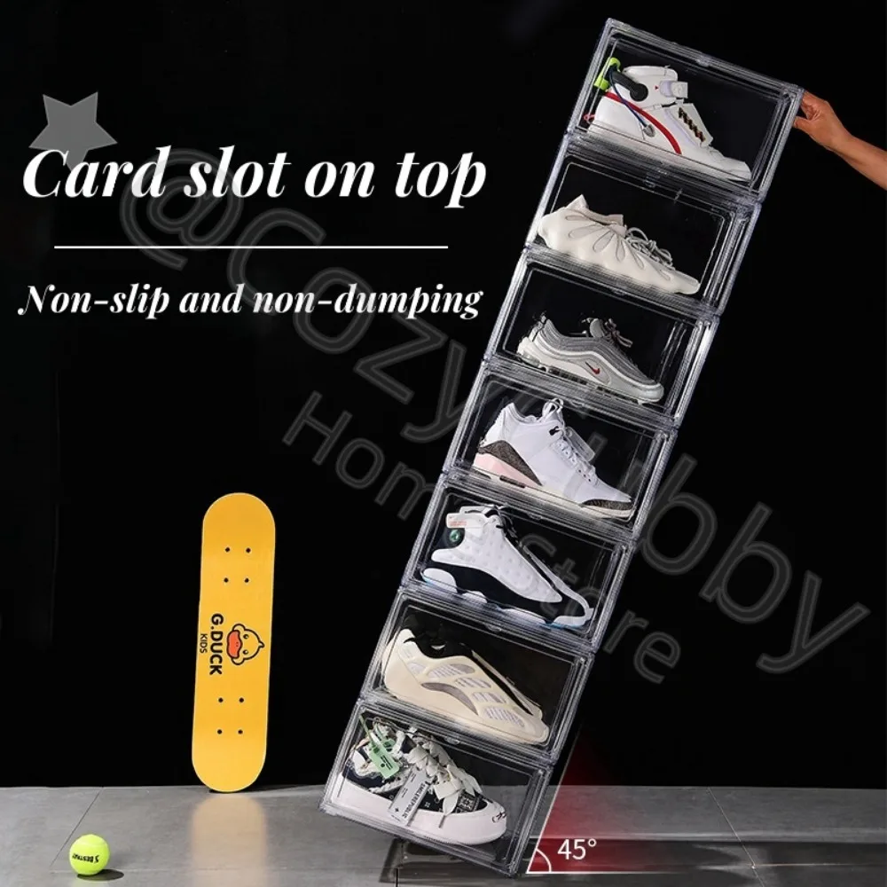 CC Shoe Box Transparent 6pcs/Set Household Thickened Stackable Dustproof Shoes Display Cabinet Organizer Simple Shoe Storage Box shoe cabinet shoe organizer