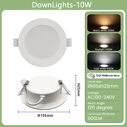 Pack of 1 - 10 Round Recessed LED Downlight Panel - Adjustable Wattage & Color Temperature (1pcs)
