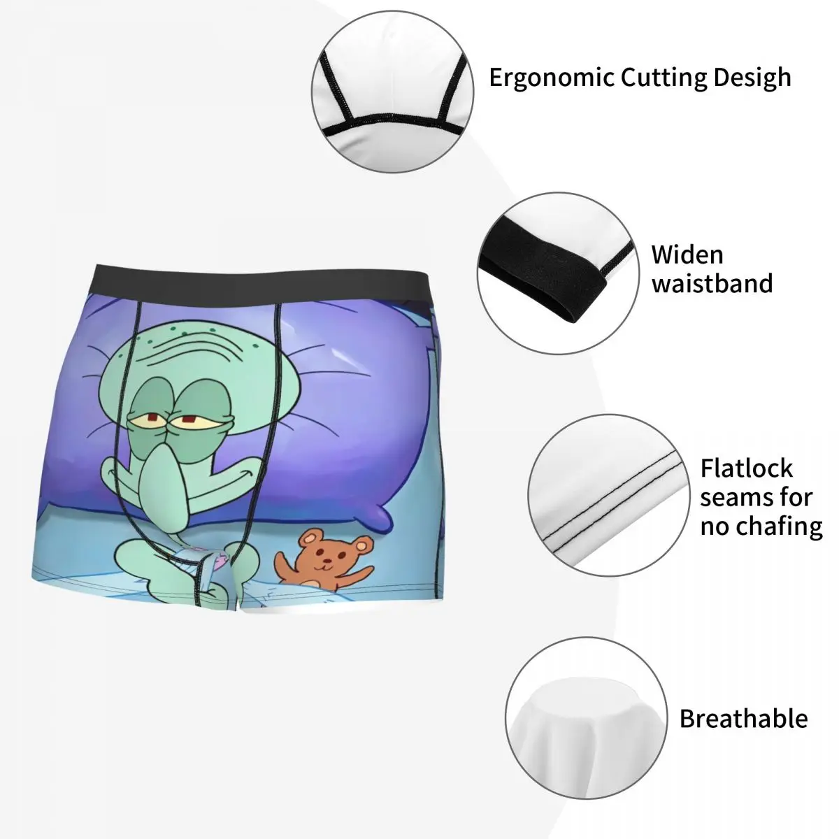 Kawaii SpongeBobed Squidward Cartoon Man Boxer Briefs Ultra Soft Underwear Underpants 6