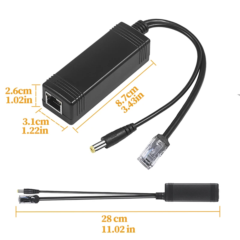 보조 POE 분배기, IEEE802.3af/at 규격 준수, POE 캐스케이딩 출력 + 5V 전원 출력, 10/100Mbps 이더넷