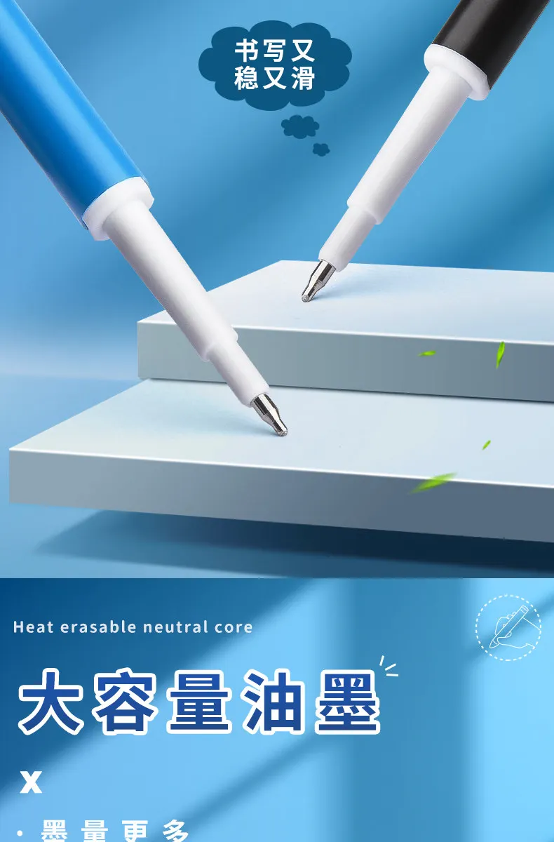 M&G Hot Erase Stiftminen 0,5 mm Stiftspitze zum Einstecken für Studenten und Bürogebrauch Schwarz/Kristallblau – Ideal für löschbares Schreiben – Detail 6
