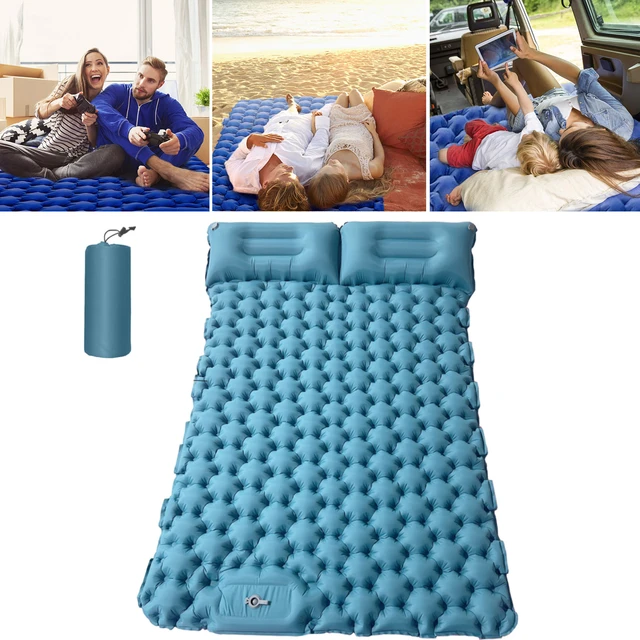 Matelas de couchage en polymère auto-gonflant avec oreiller pour 2 personnes,  double coussin d'air, lit de voyage, camping en plein air, randonnée -  AliExpress
