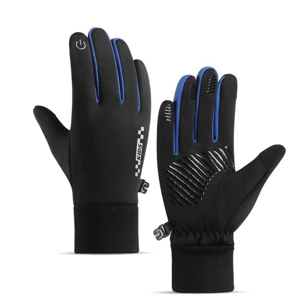 Non-slip Winter Children Bicycle Riding Gloves Full-finger Touch Screen Kids Warm Gloves Non-Slip Reflect