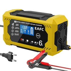 Smart LCD Display 12V Battery Charger and Maintainer, 6A Lead-acid Battery Repair System (Yellow 101187-Yellow)