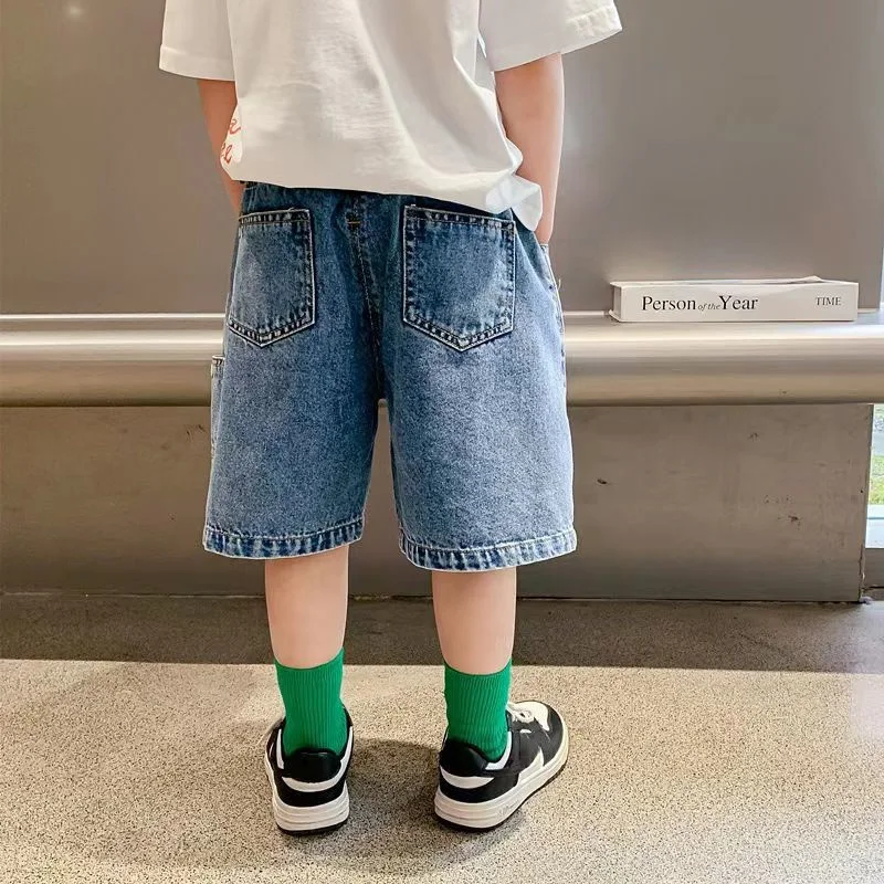 Boy's Short Jeans Children's Summer Loose Shorts Kids Wide-leg Denim Pants Teenager Boy 2-12 Years boys pants kids pants