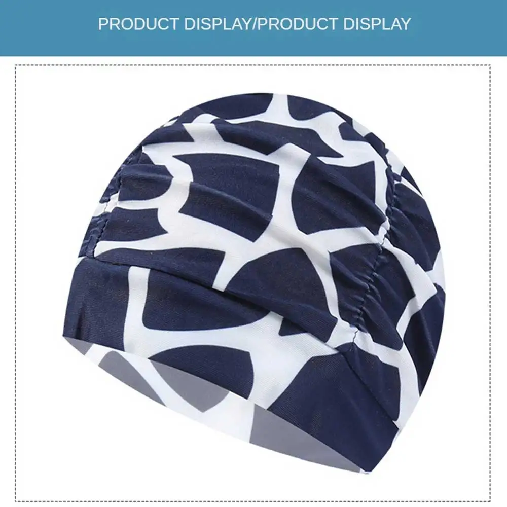 Elastic Nylon Turban Pool Bathing Hats Long Hair Bathing Swimming Protect Caps Men Women Flowers Printed Pleated Swimming Cap 4