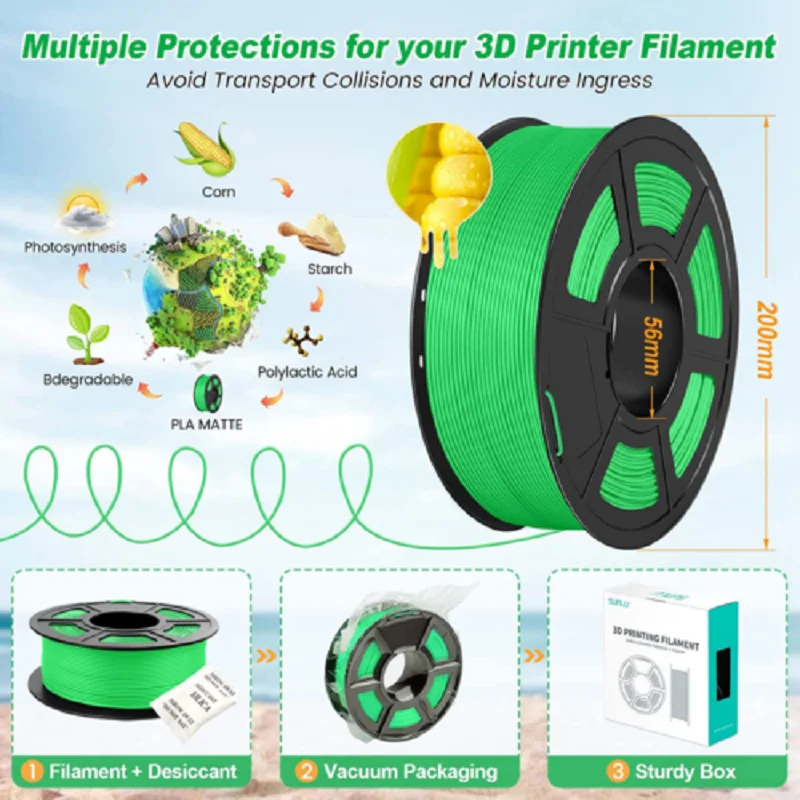 SUNLU PLA Matte 10KG1.75mm ±0.03mm 1KG/2.2LBS 3D Printer Filament