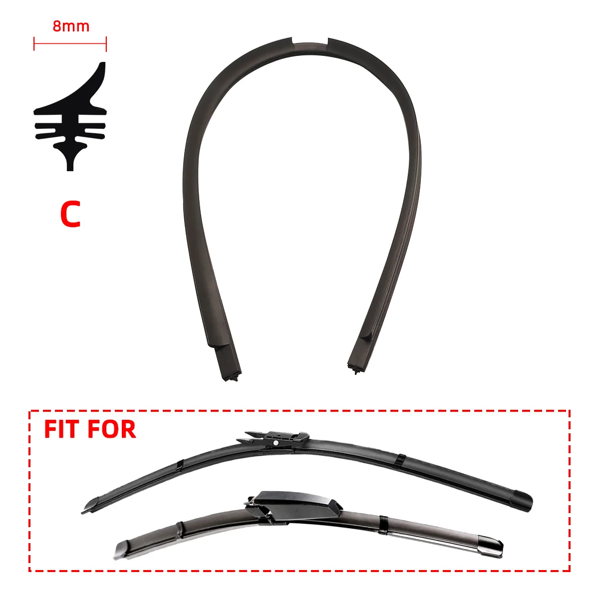 Car Wiper Blades Refills Natural Rubber Strips Wiper Blade Replacement Parts All Types for Auto Windshield All Seasons 32" 26"