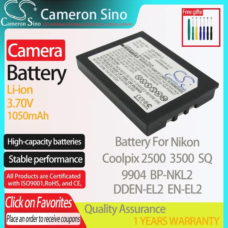 Batteria Cameronsino Per Nikon Coolpix 2500 Coolpix 3500 Coolpix Sq Per Nikon 9904 Bp-Nkl2 Dden-El2 Batterie Per Fotocamere Digitali