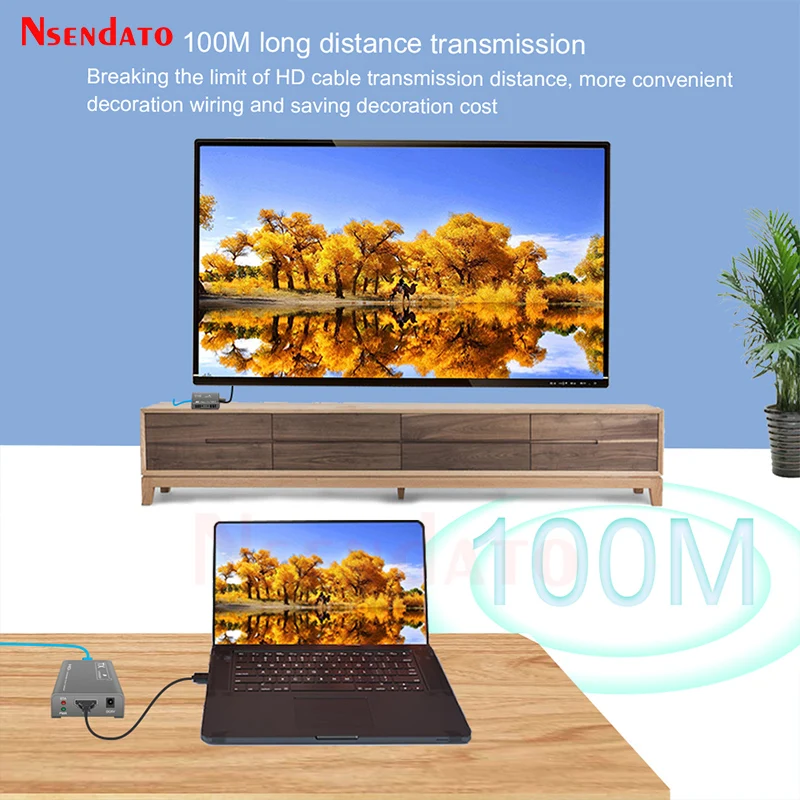 HDMI Extender 100M Over RJ45 Cat6 Ethernet Extender HDMI 1080P HDMI to RJ45 Network Cable Extender For STB DVD Camera PC Monitor