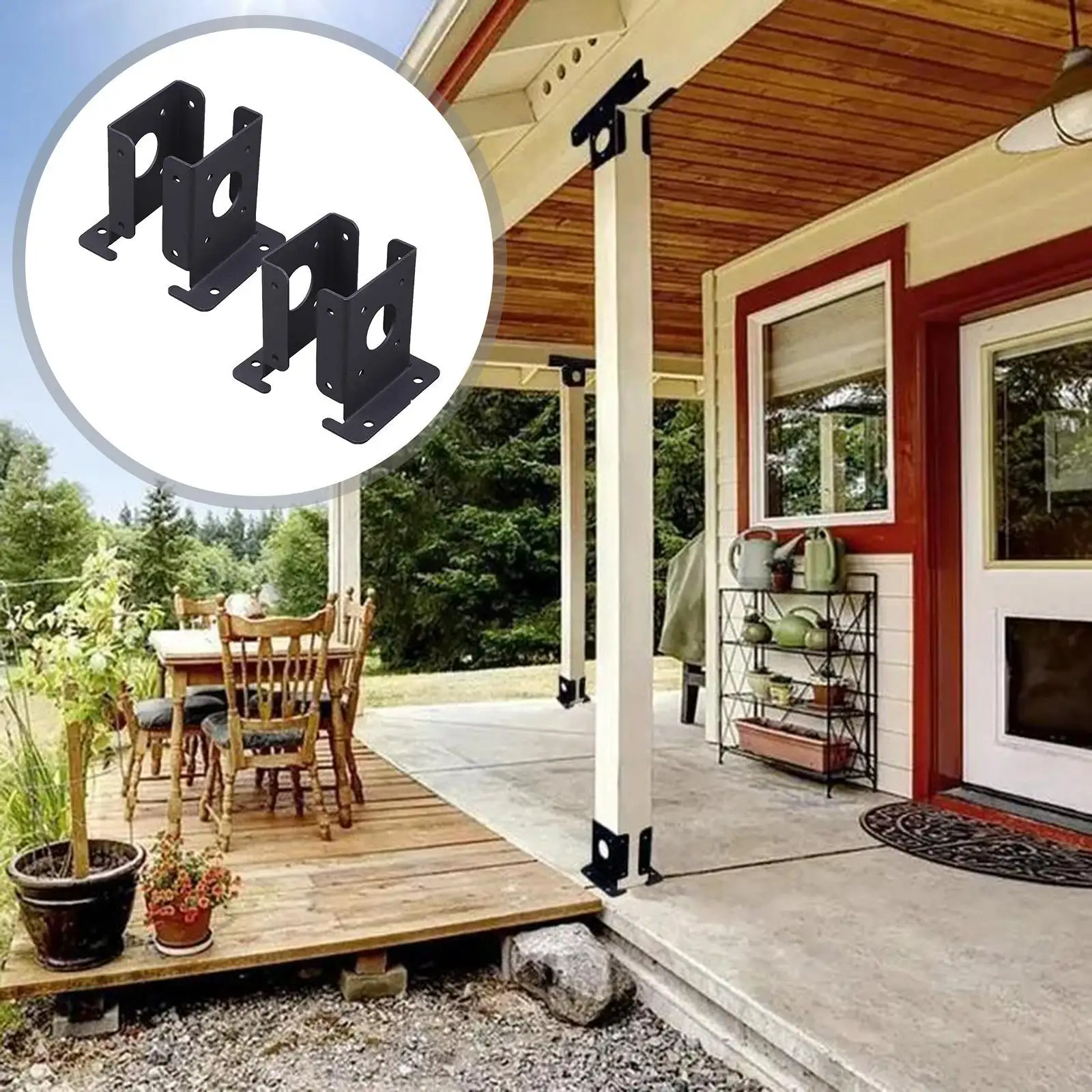 4Pcs Wood Fence Pergola Wood Fence Post Anchor Base Home Outdoor Adjustable