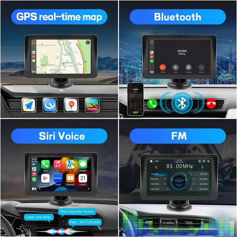7 Inch Portable Car Radio Multimedia Video Player Wireless Carplay Android Car Intelligent Systems Touch Screen Universal
