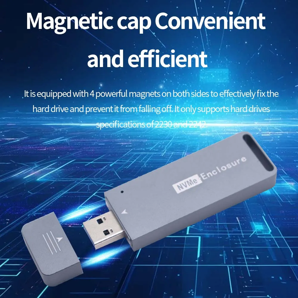 SSD NVME M2 Enclosure M.2 To USB3.1 Type A External Hard Drive Case Single Protocol Up To 10Gbps 2TB For 2242 Hard Disk