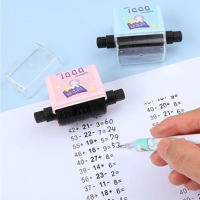 

1000 Questions Teaching Stamps 3 Rows of Rollers Math Roller Stamp Operational Teaching Tools for Kids