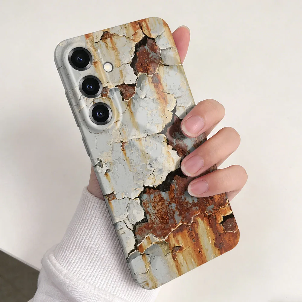 Rustic Metal Effect Shockproof Hard Case - Durable & Stylish Protection