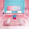 L Shaped Desk Gaming Desk with LED Strip & Power Outlet, Reversible L-Shaped Computer Desk, Corner Desk with Storage Shelf 4