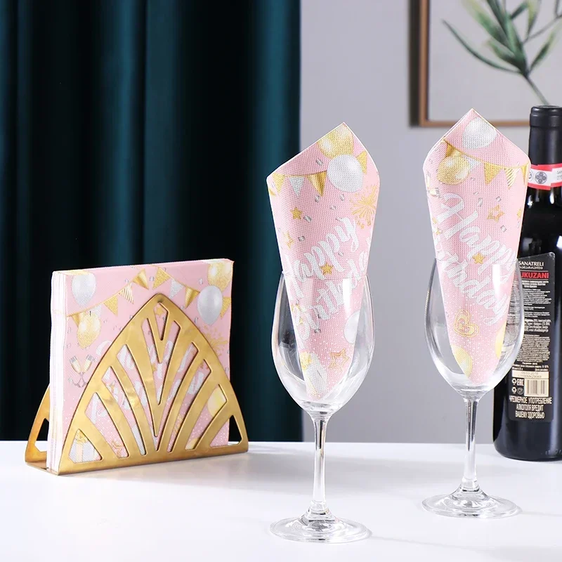 Birthday Party Napkins 20pcs Pink Printing Colorful Balloon Printing Paper Happy Birthday Paper Black Blue