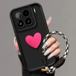 3D Love Heart Hand Strap Back Cover for Xiaomi 11 Lite 4G (Rose Black)