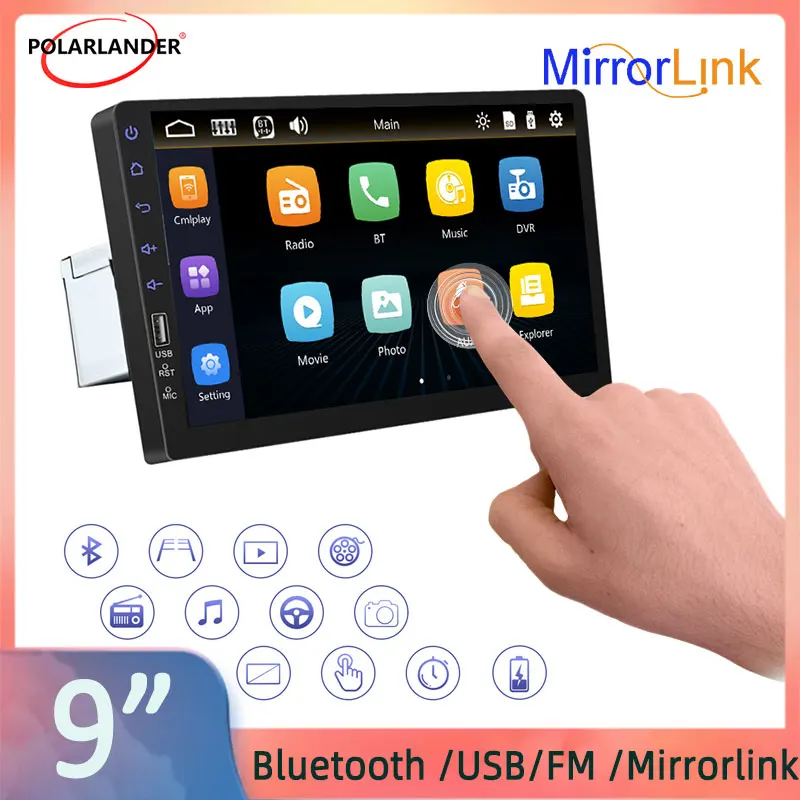 

Car Multimedia Player Carplay Android Auto Bluetooth Touch Screen MP5 9'' AUX BT SD/TF 1 Din Mirror Link For Toyota Nissan