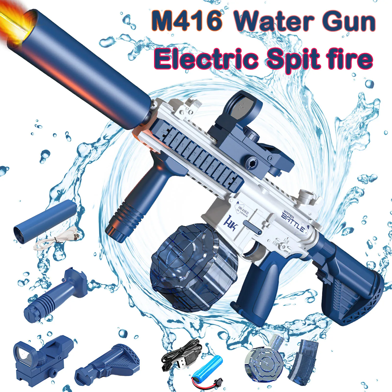 M416WaterGunElectricAutomaticAirsoftPistolSpurtFireWaterGuns