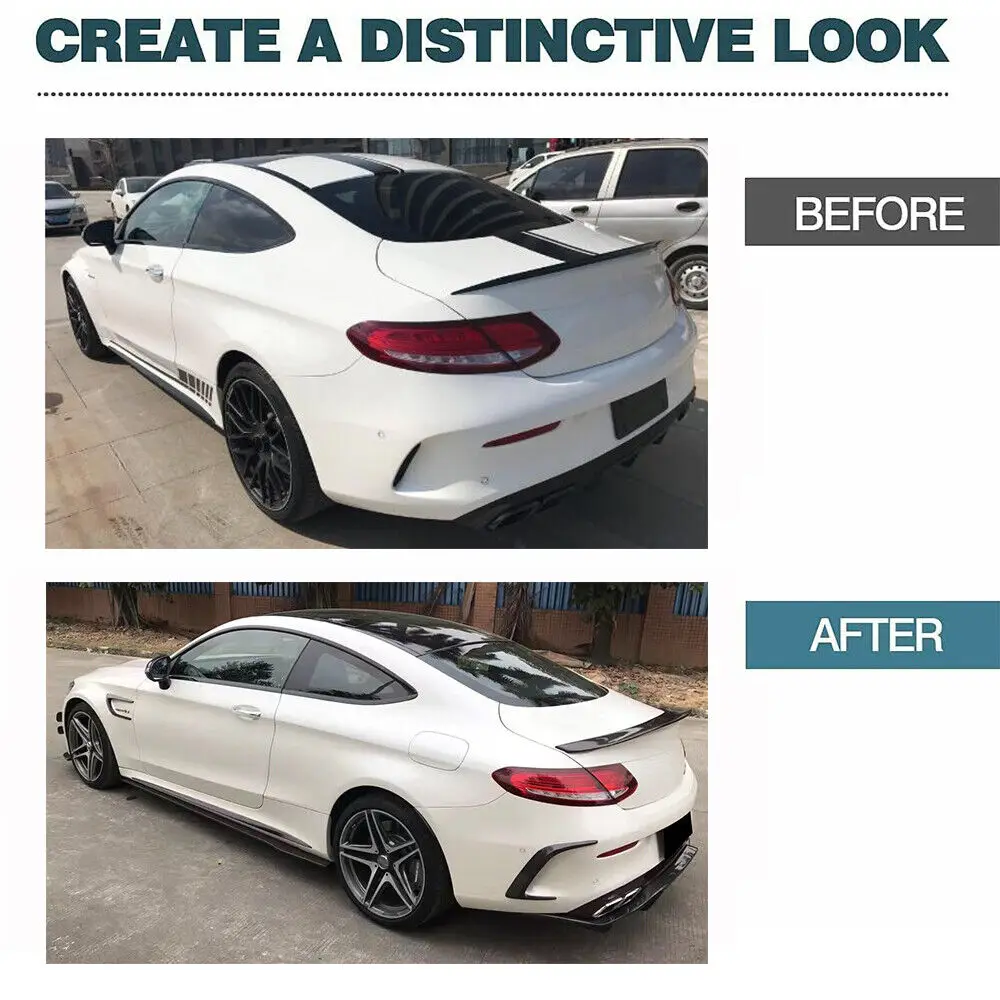 메르세데스 벤츠 C클래스 W205 C205 C63 AMG 쿠페 2도어 2015-2017용 카본 파이버/FRP 리어 카나드 벤트 트림 2개, 리어 스플리터