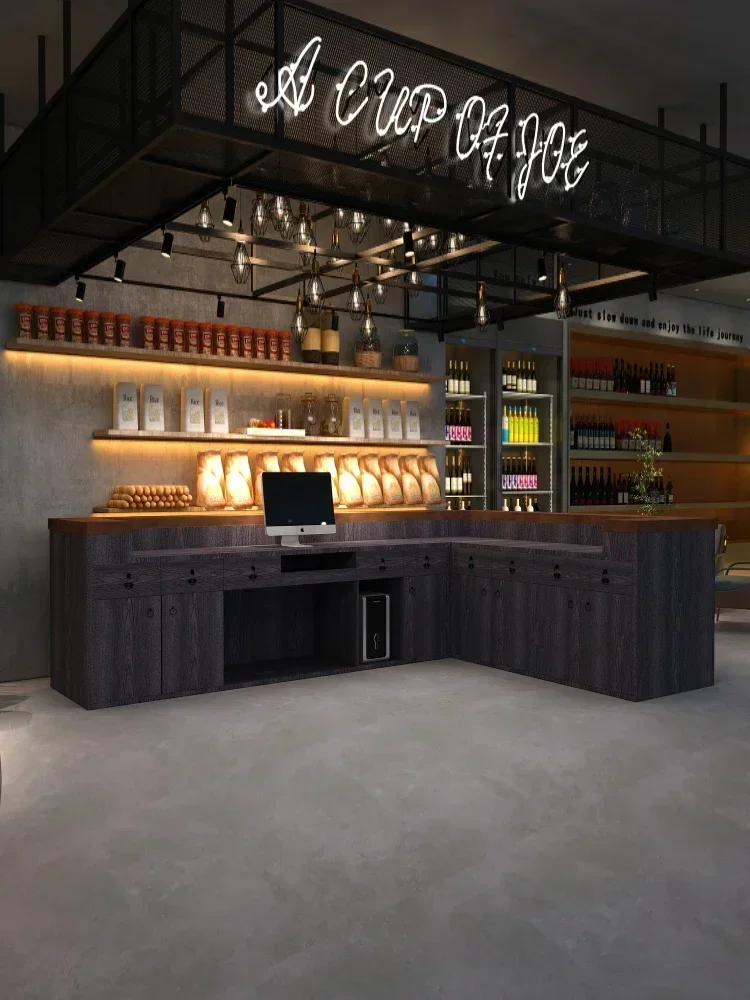 Retro industrial style bar bar restaurant barbecue restaurant cashier reception counter iron art