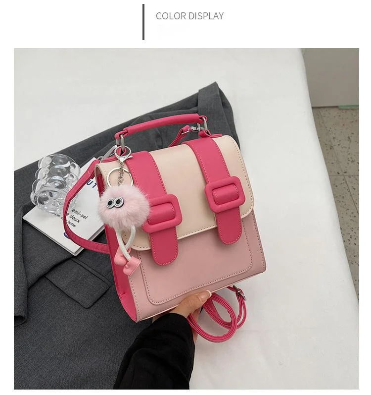 2024 New Women's Backpack Student Handbag Popular Color Contrast Splicing Large Capacity Commuting Outgoing Small Backpack_voghion.com