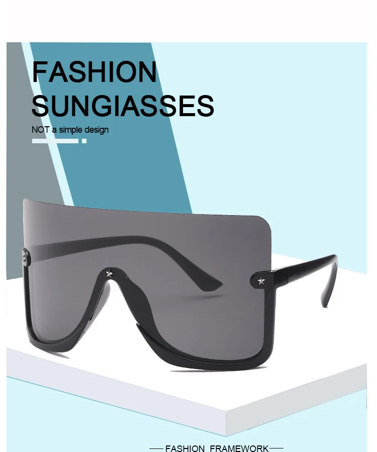 New Big Face Mask Sunglasses Windshield Multicolor Sunglasses Men and Women European and American Cross border
