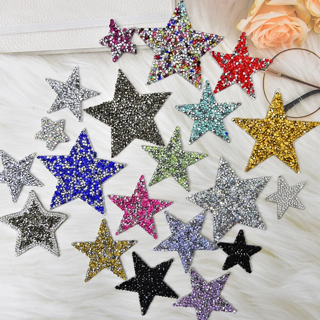 Mixed Size Crystal Rhinestone Star Patches For Clothing Sparkling Pentagram  Appliques Garment Embroidered Patch Iron On Motifs - AliExpress