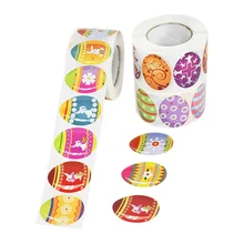 

500pcs/roll Happy Easter Gift Sticker Rabbit Egg Shape Self Adhesive Label Sticker Easter Party Package Supplies Kids Gifts