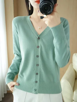 Early Autumn New Andy Cashmere Knit Cardigan V-Neck Solid Color Fashion High-Grade Comfortable Loose Casual Knitwear -GH021 1