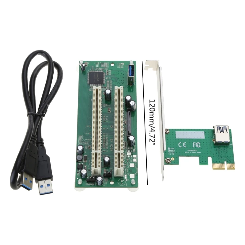 PCI-Express to PCI Adapter Card PCIe to Dual Pci Slot Expansion Card PCIE x1 x16 USB3.0 Adds on Cards Converter