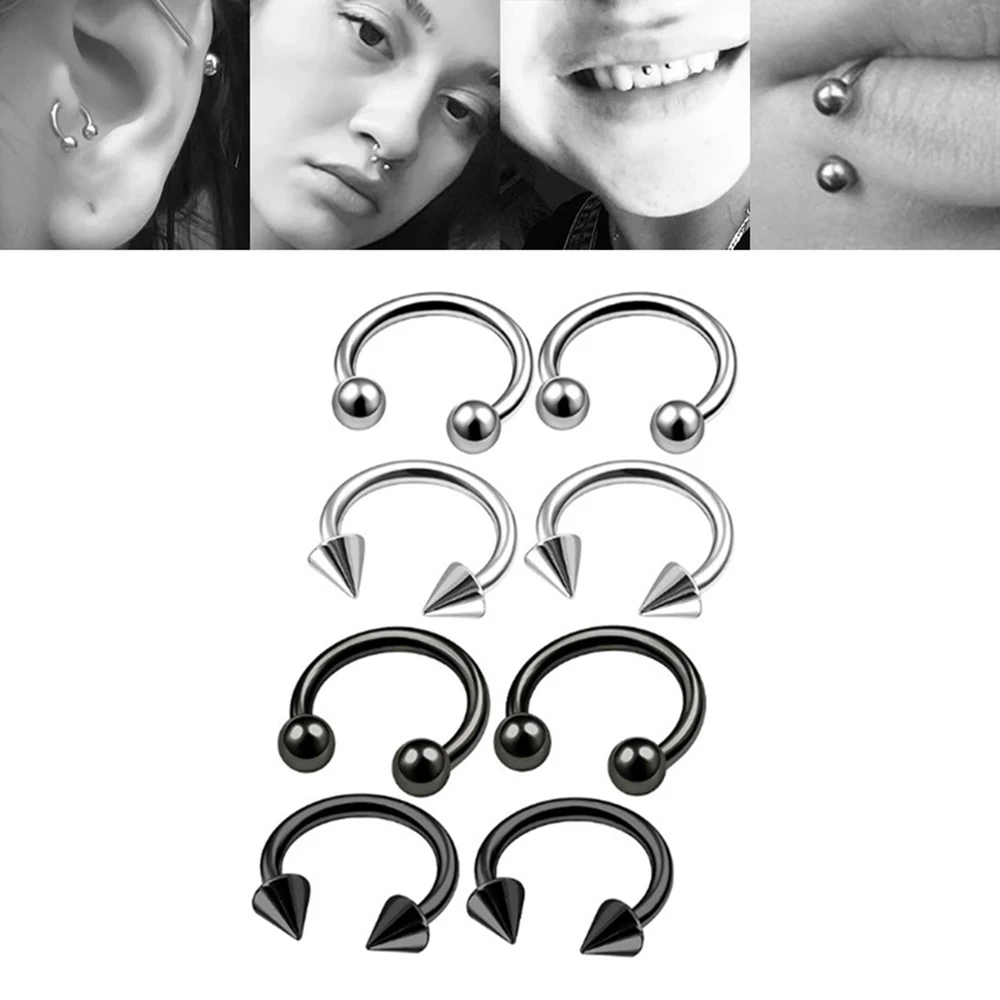 1/5/Pack Stainless Steel Septum Piercing Nose Ring Cartilage Horseshoe Earrings For Women Men Body Jewelry Punk Accessories 3