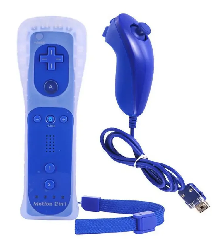 TOP 2 in 1 Wireless Gamepad Remote Controller built in Motion Plus + Nunchuck For Wii Controller Joystick Silicone Case