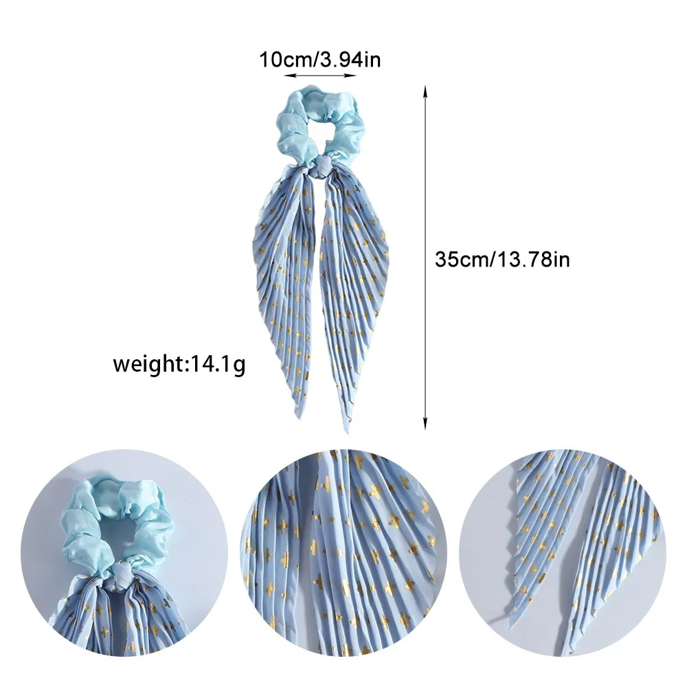 Elegant Handmade Creased Hair Scrunchie with Retro Ribbons - Stylish Hair Accessory