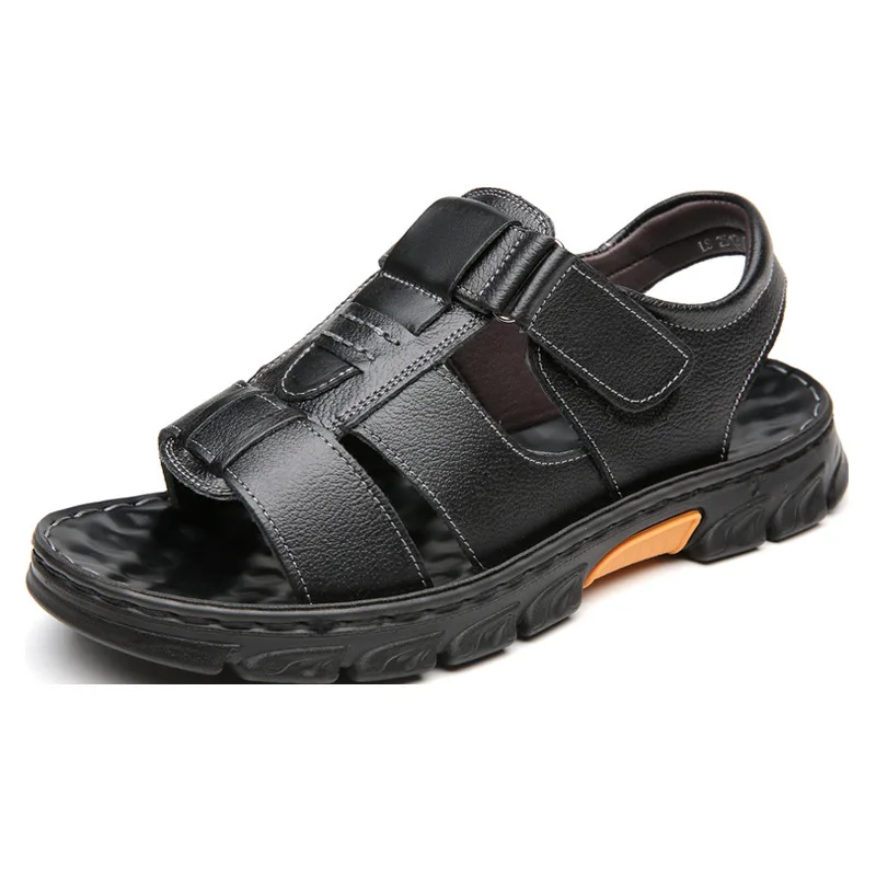Oulylan Sandals Men's New Beach Shoes Cowhide Slippers Outdoor Non-Slip Thick-soled Leather Sandals 2024 Male Outdoor Sandals