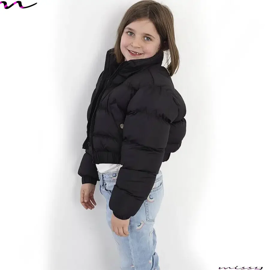 

Пуховая детская одежда, хлопковая одежда, зимняя новая куртка для хлеба для мальчиков и девочек, хлопок 2023, теплая простая плиссированная куртка на молнии
