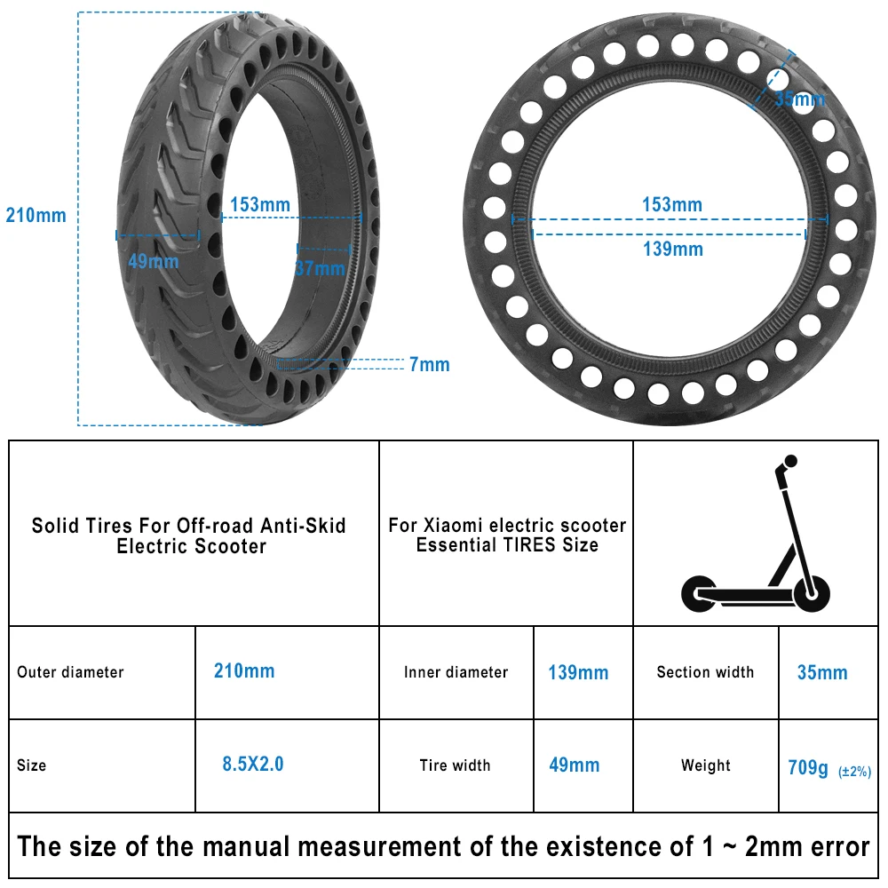 New Color 8.5x2.0 for Xiaomi M365 PRO Lenovo M2 Motorized Scooter Tire 8.5  Inch Inflation Free Honeycomb Airless Tire - AliExpress