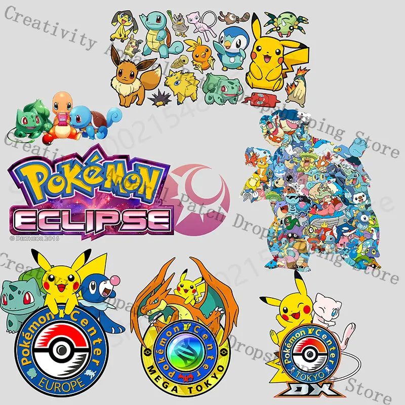 

Pokemon Pikachu Anime Patch for Clothing DIY Kids TShirt Hoodies Clothes Washable Heat Transfer Patch Clothing Custom Decor Gift