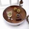 Mirror Stainless Steel Decorative Wooden Tray, Fruit Tray, Rectangular Metal Storage Tray with Handle, Desktop Storage Container 5