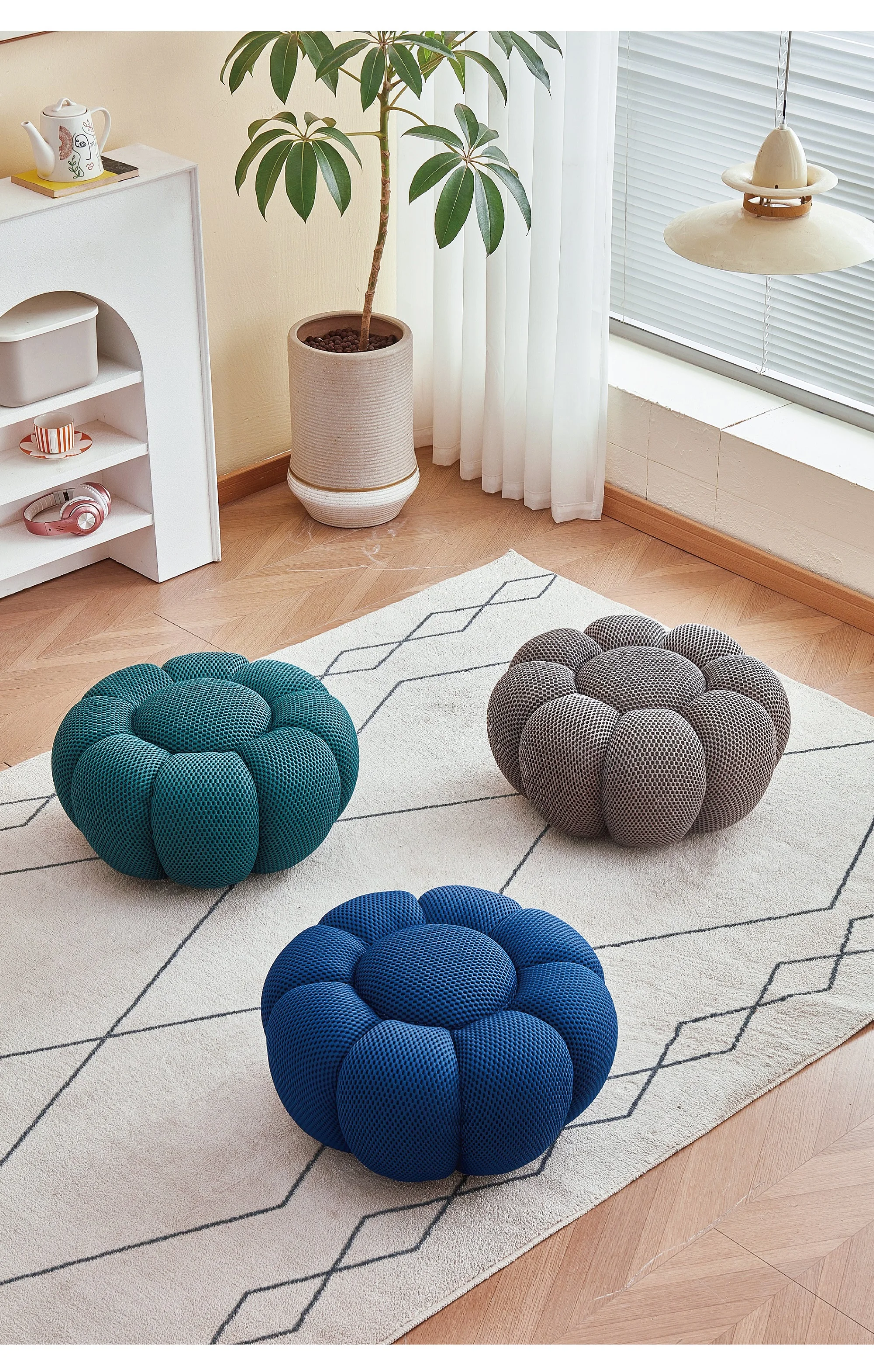Modern Sofa Pumpkin Footstool Ottoman Hallway Ottoman Foot Rest Home Living Room Furniture Stool Footrest Stools Ottomans